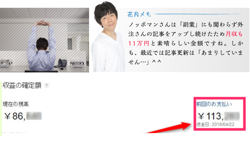 月収113,000円突破